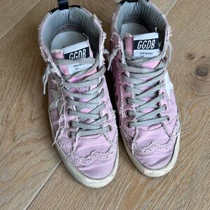 Golden Goose Pink and White Sneakers